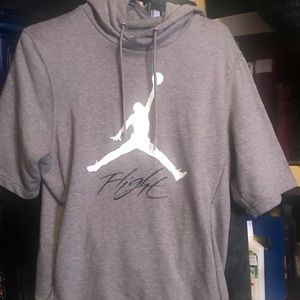 Grey jordan shortsleeved hoodie air flight Nike S